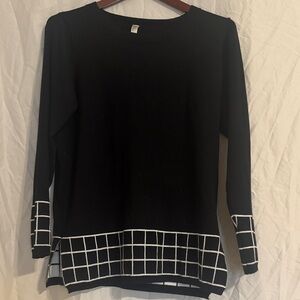 Rina Rossi Black Top with White Grid Accents